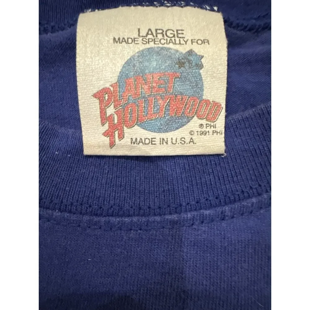 VTG Planet Hollywood Washington DC Flag Blue Shirt L